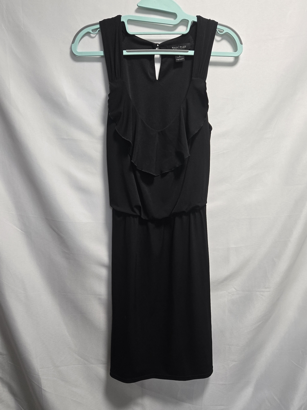 White House Black Market Black Ruffle-Front Midi Dress Size Small